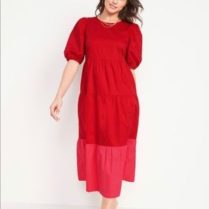 NWT Old Navy Red and Pink Midi Dress